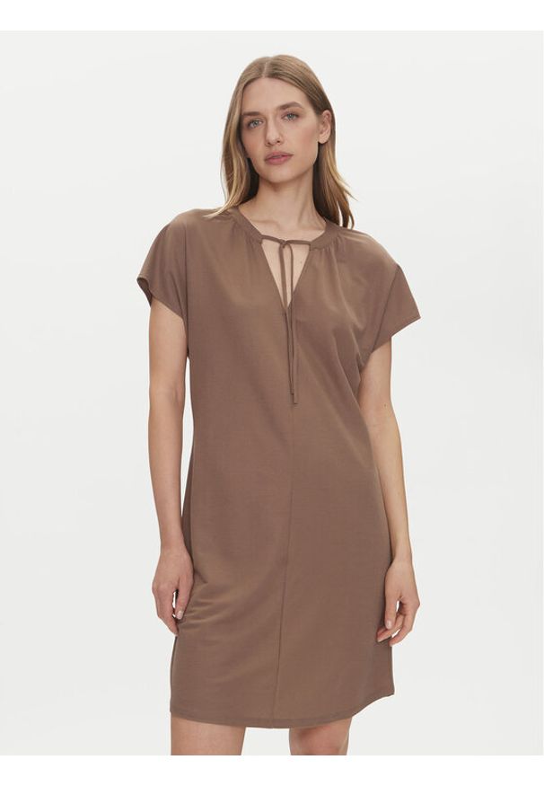 only - ONLY Sukienka codzienna Jany 15351683 Brązowy Relaxed Fit. Okazja: na co dzień. Kolor: brązowy. Materiał: syntetyk. Typ sukienki: proste. Styl: casual