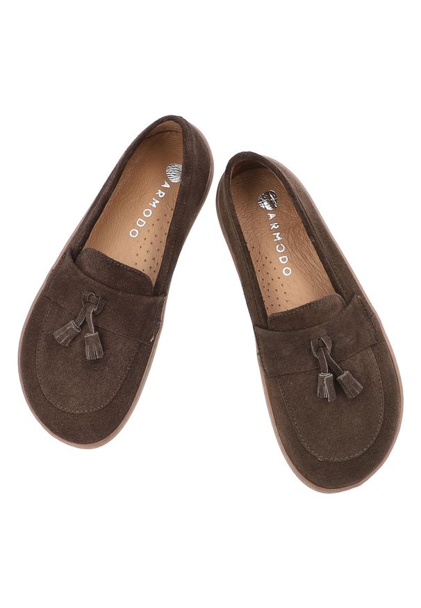 Czekoladowe Mokasyny Armodo Skórzane Obuwie Damskie Barefoot. Okazja: na co dzień. Kolor: brązowy. Materiał: skóra. Styl: casual, elegancki