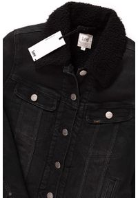 Lee - DAMSKA KURTKA JEANSOWA LEE SHERPA RIDER JACKET BLACK TYRO L54VCPJW. Materiał: jeans. Wzór: jednolity #7