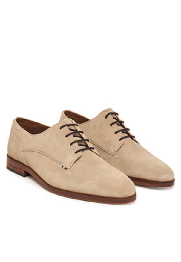 TOMMY HILFIGER - Tommy Hilfiger Półbuty Dress FM0FM05776 Beżowy. Kolor: beżowy. Materiał: zamsz, skóra