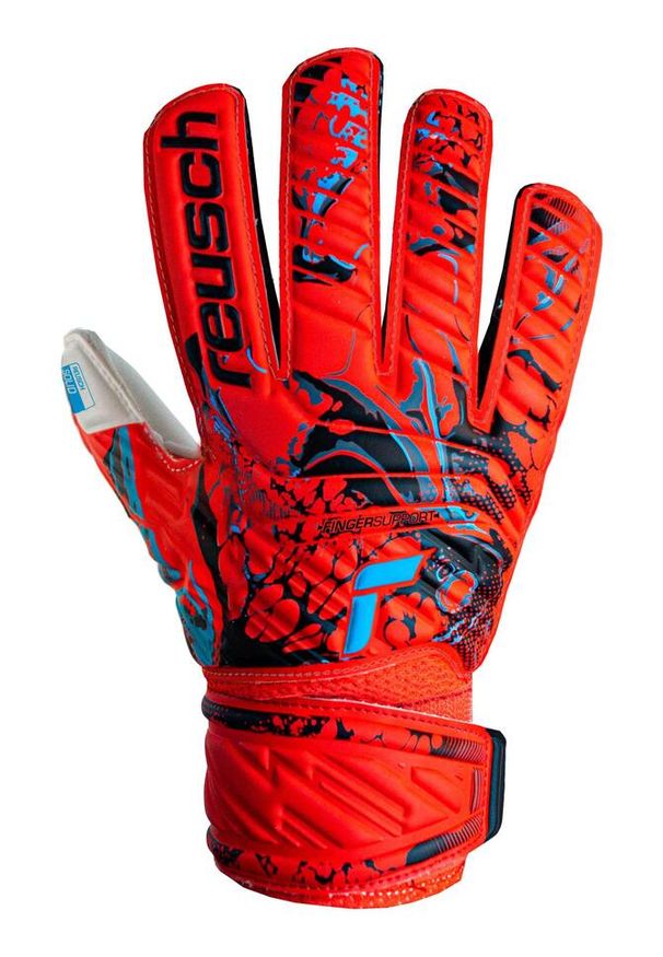 Rękawice bramkarskie dziecięce Reusch Attrakt Solid Finger Support Junior. Kolor: czerwony, niebieski, wielokolorowy. Sport: piłka nożna