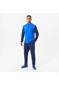 KIPSTA - Bluza piłkarska Kipsta Essential Club. Typ kołnierza: komin. Kolor: niebieski. Materiał: poliester, prążkowany, materiał, tkanina, elastan. Sport: piłka nożna
