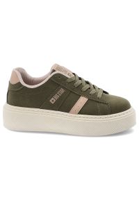 Big-Star - Zielone Sneakersy Big Star Stylowe Obuwie Damskie. Okazja: na co dzień. Zapięcie: sznurówki. Kolor: zielony. Materiał: jeans, materiał. Obcas: na platformie #5