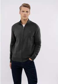 Volcano - Rozpinany sweter S-NATAN. Typ kołnierza: kołnierzyk stójkowy, golf. Kolekcja: plus size. Materiał: poliamid, materiał, bawełna. Długość: długie. Styl: klasyczny