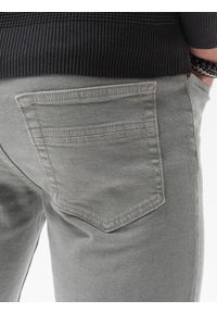 Ombre Clothing - Spodnie męskie jeansowe bez przetarć SLIM FIT - szare V1 OM-PADP-0148 - XXL. Okazja: na co dzień. Kolor: szary. Materiał: jeans. Wzór: gładki. Styl: casual, elegancki, sportowy #6