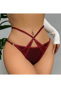 Intica - Majtki damskie z elastyczną gumką Ankie. Kolor: czerwony. Materiał: materiał, skóra. Długość: długie #9