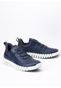 ecco - Sneakersy męskie granatowe ECCO GRUUV M SHOE. Kolor: niebieski. Materiał: guma, nubuk, materiał, skóra. Wzór: gładki