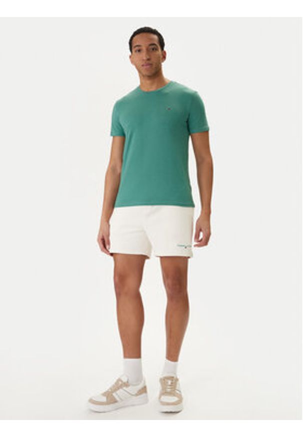 Tommy Jeans T-Shirt DM0DM20363 Zielony Slim Fit. Kolor: zielony. Materiał: bawełna