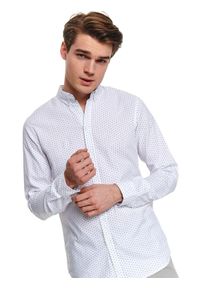 TOP SECRET - Koszula długi rękaw męska slim fit. Kolor: niebieski. Materiał: materiał. Długość rękawa: długi rękaw. Długość: długie. Sezon: wiosna, lato #1