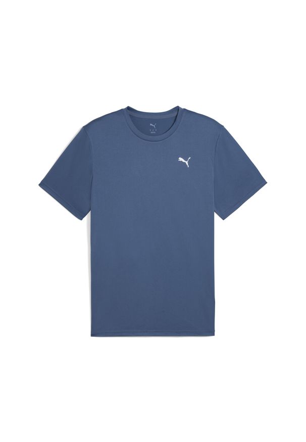 Puma - Męska jednokolorowa koszulka TAD ESSENTIALS z logo Cat PUMA. Kolor: niebieski. Materiał: materiał. Sport: fitness