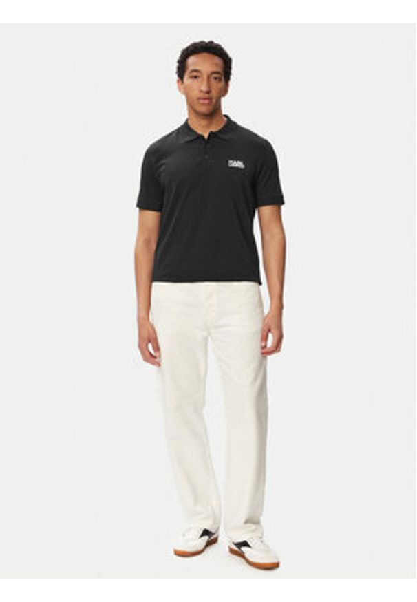 Karl Lagerfeld - KARL LAGERFELD Polo 745780 563235 Granatowy Regular Fit. Typ kołnierza: polo. Kolor: niebieski. Materiał: bawełna