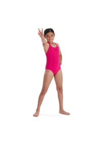 Strój pływacki jednoczęściowy dziecięcy Speedo Eco Endurance+ Medalist. Kolor: różowy, biały, wielokolorowy. Materiał: poliester