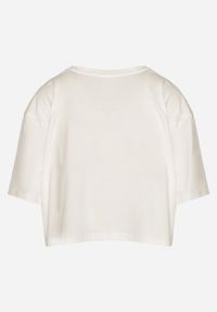 Born2be - Biały Krótki Bawełniany T-shirt z Ozdobną Aplikacją ze Sznurkiem Abiola. Kolor: biały. Materiał: bawełna. Długość: krótkie. Wzór: aplikacja #4