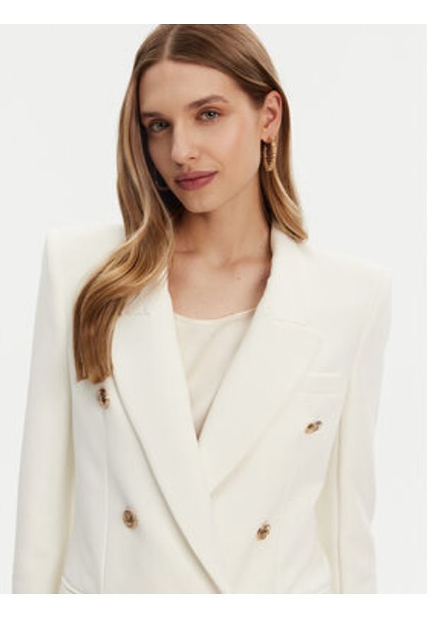 Elisabetta Franchi Marynarka GI-147-51E2 -V700 Biały Regular Fit. Kolor: biały. Materiał: syntetyk