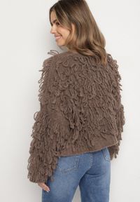 Born2be - Jasnobrązowy Wiązany Kardigan z Dodatkiem Wełny i Wiskozy Zdobiony Frędzlami Tiravea. Okazja: na co dzień. Typ kołnierza: dekolt w serek. Kolor: brązowy. Materiał: wełna, wiskoza. Długość rękawa: długi rękaw. Długość: długie. Wzór: aplikacja. Styl: casual, elegancki #7