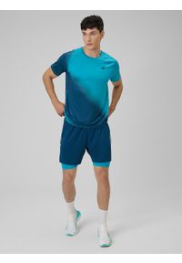 4f - 4F Koszulka treningowa regular szybkoschnąca męska - turkusowa XXL. Kolor: turkusowy. Materiał: skóra. Sport: fitness #2