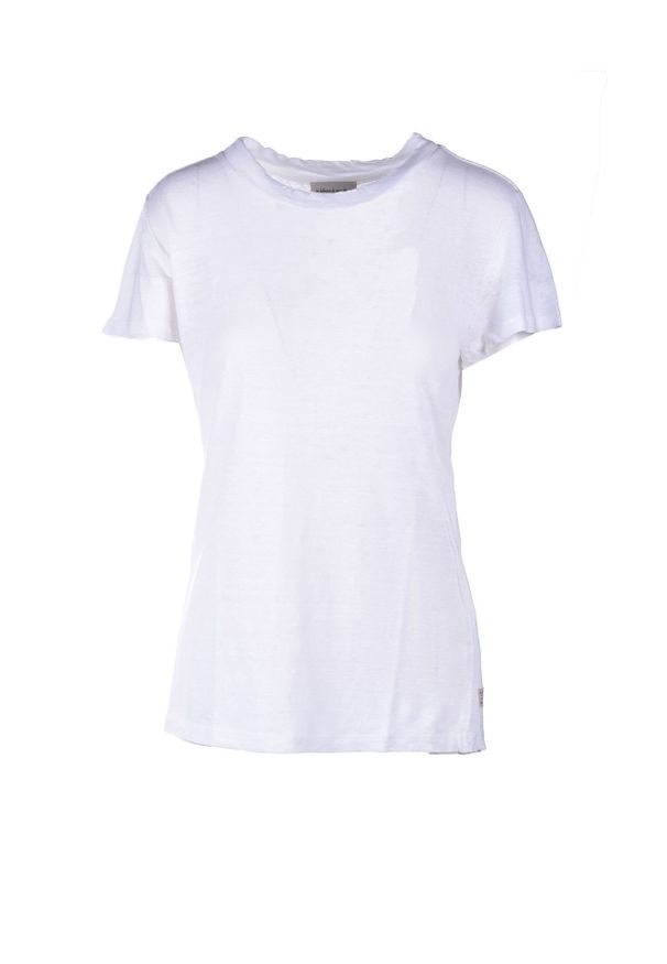 Lniana koszulka z krótkim rękawem Alessia Santi. Kolor: biały. Materiał: len. Długość rękawa: krótki rękaw. Długość: krótkie. Styl: klasyczny