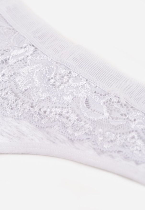 Renee - Szare Majtki Typu Stringi z Bawełną i Koronką Zeliche. Kolor: szary. Materiał: bawełna, koronka. Wzór: koronka