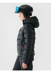 4f - 4F Kurtka puchowa z naturalnym wypełnieniem damska - czarna S. Okazja: na co dzień. Typ kołnierza: kaptur. Kolor: czarny. Materiał: puch. Wzór: gładki. Sezon: zima. Styl: casual, klasyczny, sportowy #2