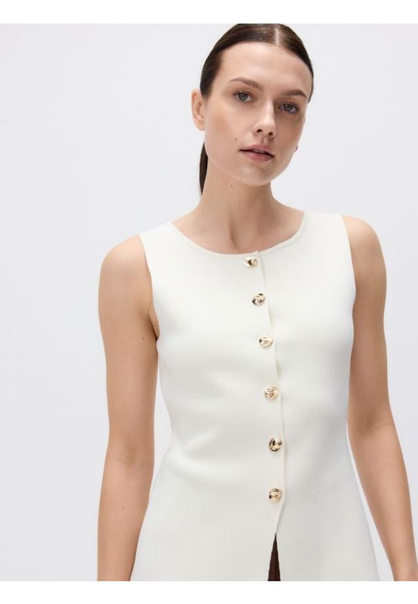 Reserved - Dzianinowa kamizelka - złamana biel. Materiał: dzianina