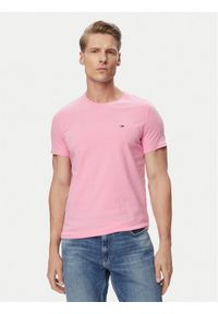 Tommy Jeans T-Shirt DM0DM04411 Różowy jasny Slim Fit. Kolor: różowy. Materiał: bawełna #1