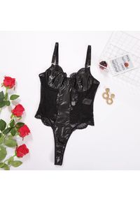 Intica - Body z wycięciem na miseczkach na romantyczne wieczory Adelind. Kolor: czarny. Materiał: materiał #1