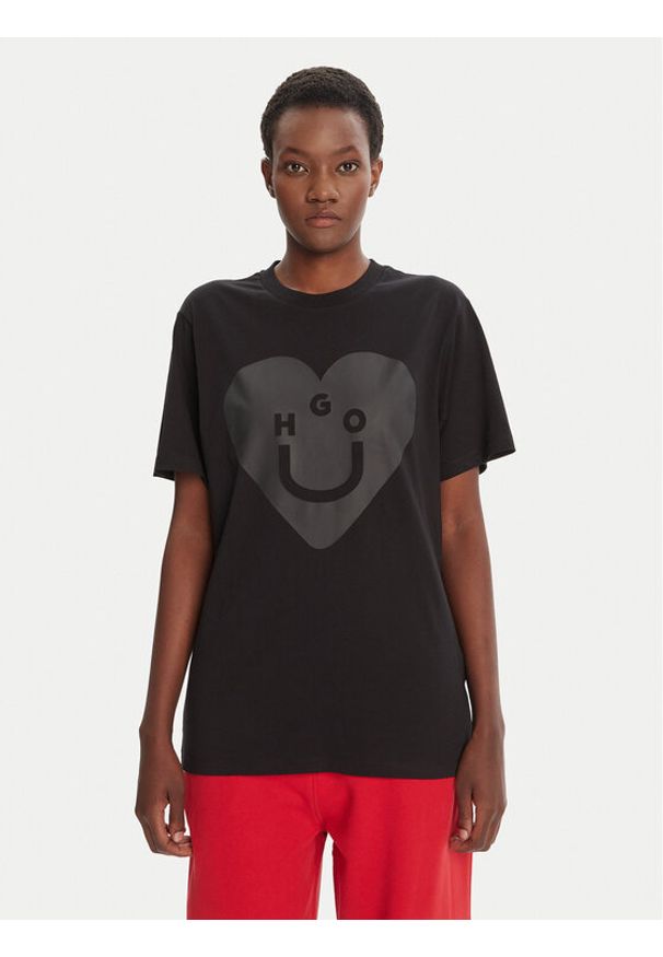 Hugo - HUGO T-Shirt Vintage 50545053 Czarny Loose Fit. Kolor: czarny. Materiał: bawełna. Styl: vintage