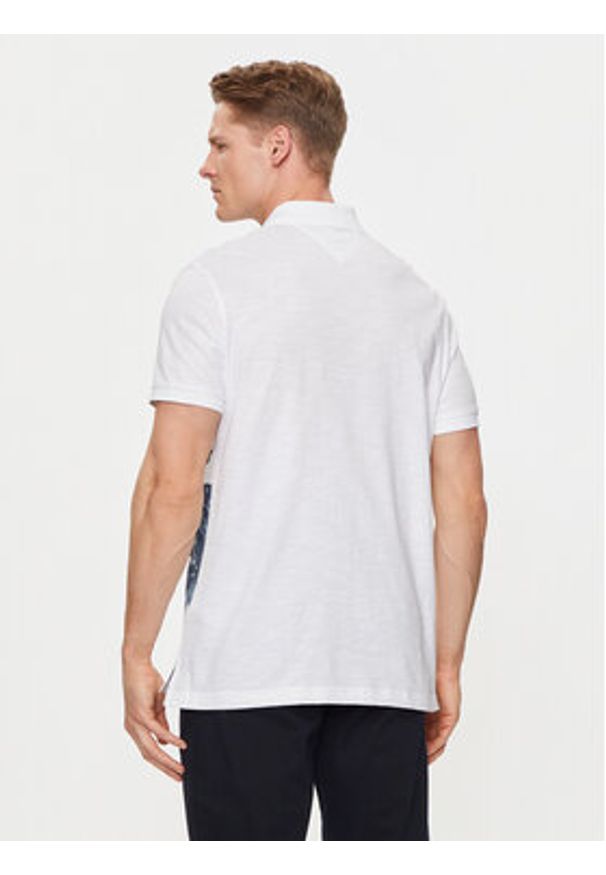 TOMMY HILFIGER - Tommy Hilfiger Polo Palm Print MW0MW34758 Biały Regular Fit. Typ kołnierza: polo. Kolor: biały. Materiał: bawełna. Wzór: nadruk