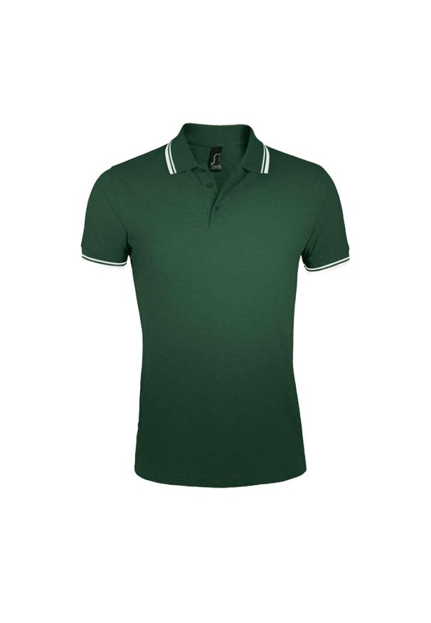 SOL'S - Męska Koszulka Polo Pasadena. Typ kołnierza: polo. Kolor: biały, wielokolorowy, zielony