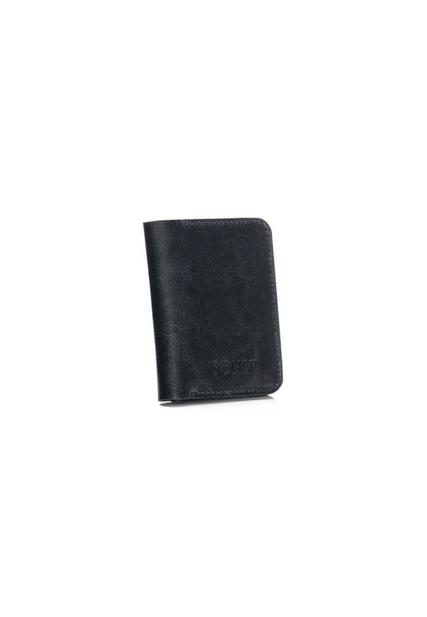 Solier - Skórzany cienki portfel męski z bilonówką SOLIER SW16 SLIM czarny. Kolor: czarny. Materiał: skóra