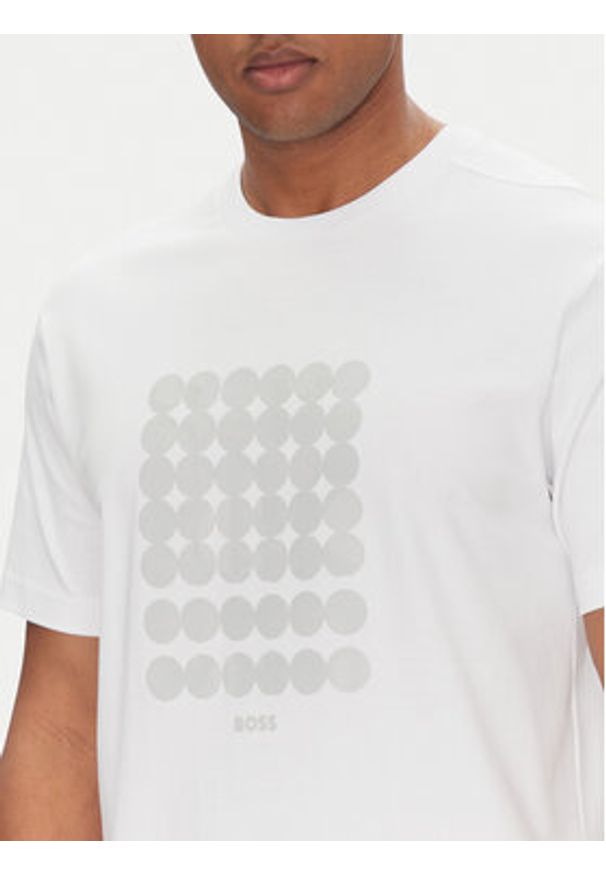 BOSS T-Shirt Tee Print Striped C 50537845 Biały Relaxed Fit. Kolor: biały. Materiał: bawełna. Wzór: nadruk