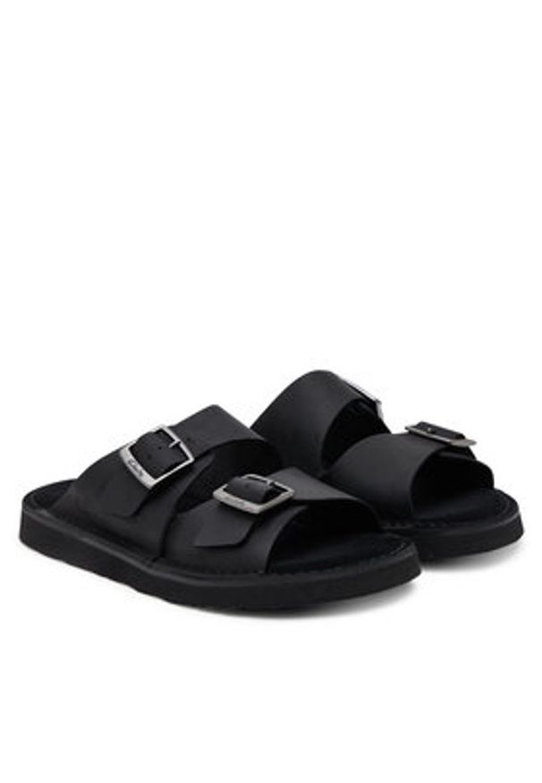 Clarks Klapki Solsbury Strap 26180885 Czarny. Kolor: czarny. Materiał: skóra