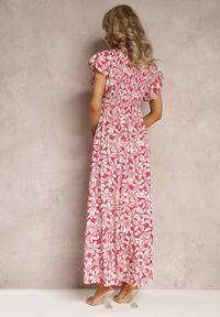 Renee - Różowa Rozkloszowana Sukienka z Wiskozy w Kwiaty Ghedjed. Kolor: różowy. Materiał: wiskoza. Wzór: kwiaty. Długość: maxi #2