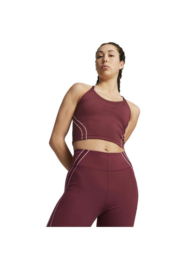 Biustonosz Puma Studio Ultrabare Crop Top Dark Jasper, Kobiety. Kolor: czerwony. Materiał: poliester, materiał. Sport: joga i pilates