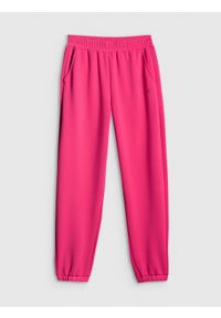 4f - 4F Spodnie dresowe joggery damskie - różowe XS. Stan: podwyższony. Kolor: różowy. Materiał: dresówka. Długość: do kostek #1