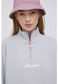 Ellesse bluza damska kolor szary z aplikacją. Kolor: szary. Materiał: poliester, materiał. Długość: krótkie. Wzór: aplikacja #3