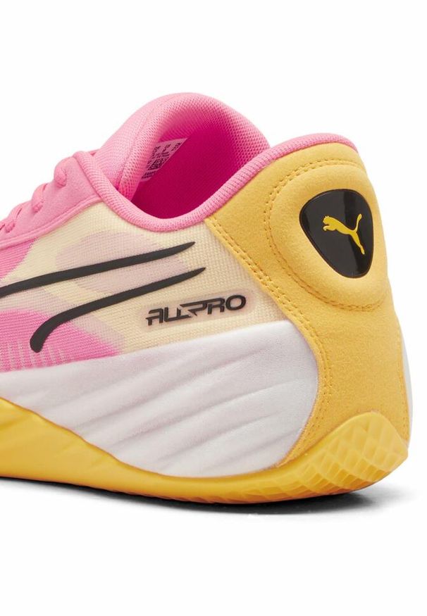 Puma - Buty do koszykówki All-Pro NITRO™ PUMA Sunset Glow Sun Stream Black Pink Orange. Kolor: żółty, wielokolorowy, pomarańczowy, czarny, różowy. Materiał: materiał, tkanina, syntetyk. Szerokość cholewki: normalna. Sport: koszykówka