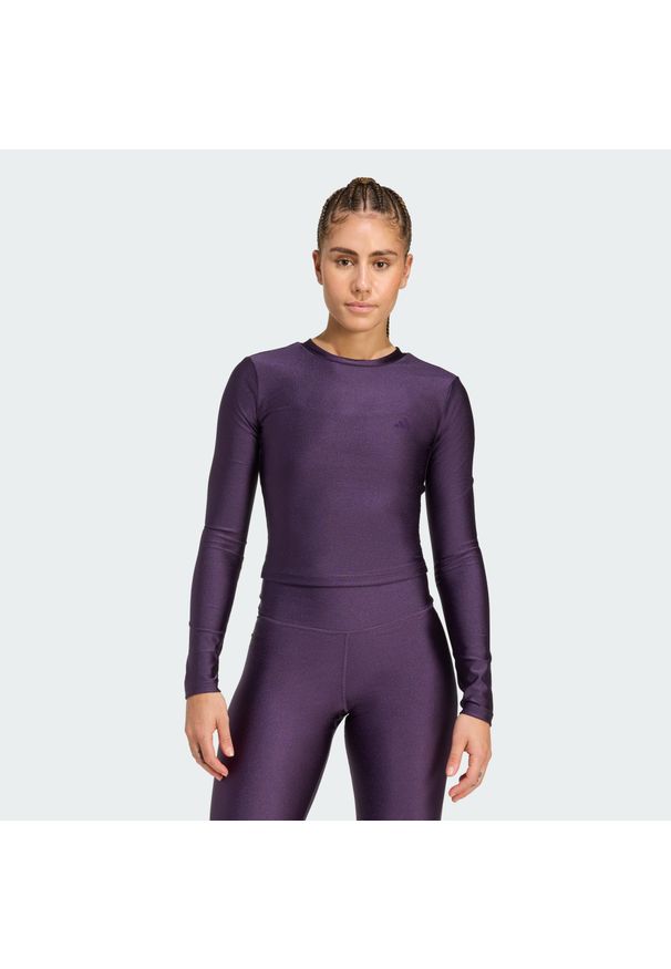 Adidas - Koszulka z długim rękawem Workout Essentials Shine. Kolor: fioletowy. Długość rękawa: długi rękaw. Długość: długie. Sport: fitness
