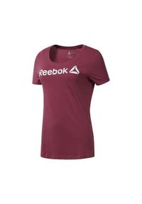 Koszulka sportowa damska Reebok Linear Read Scoop. Kolor: czerwony. Długość rękawa: krótki rękaw. Długość: krótkie