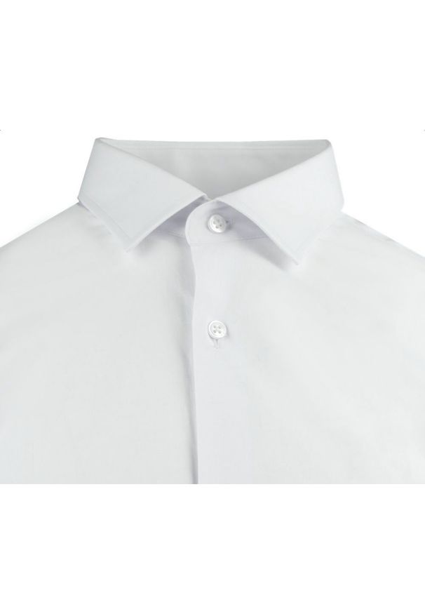 Delikatnie Taliowana Elegancka Koszula Męska - Victorio - Biała. Kolor: biały. Materiał: bawełna, poliester, elastan. Styl: elegancki