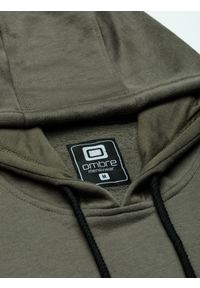 Ombre Clothing - Bluza męska z kapturem B1075 - khaki - XL. Typ kołnierza: kaptur. Kolor: brązowy. Materiał: bawełna, poliester. Wzór: aplikacja #5