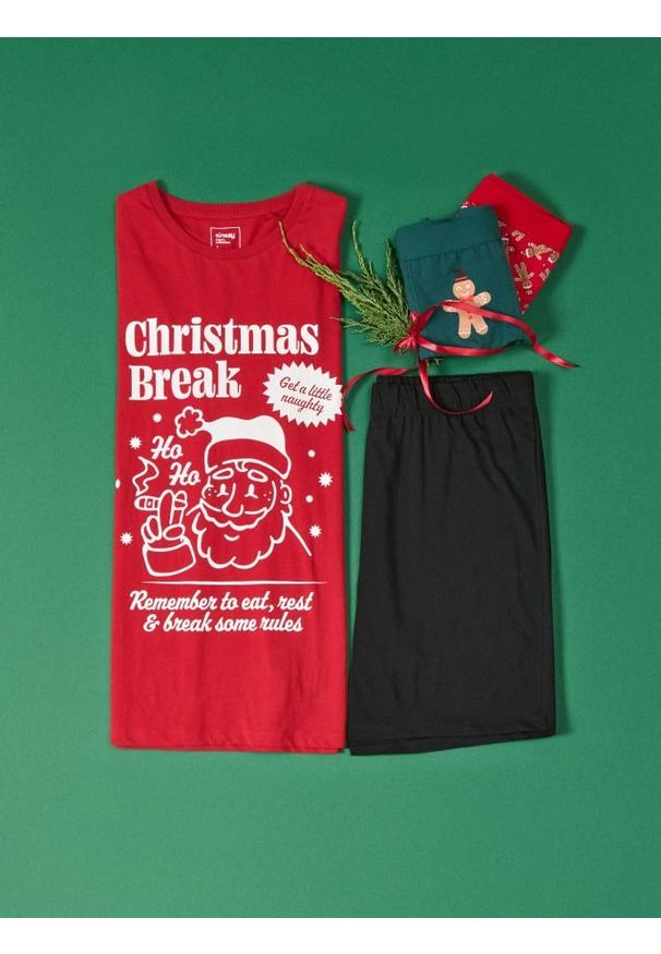 Sinsay - Bawełniana piżama dwuczęściowa z nadrukiem - wielobarwny. Materiał: bawełna. Wzór: nadruk