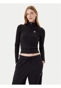 Adidas - adidas Bluza Essentials Ribbed JD5905 Czarny Slim Fit. Kolor: czarny. Materiał: wiskoza