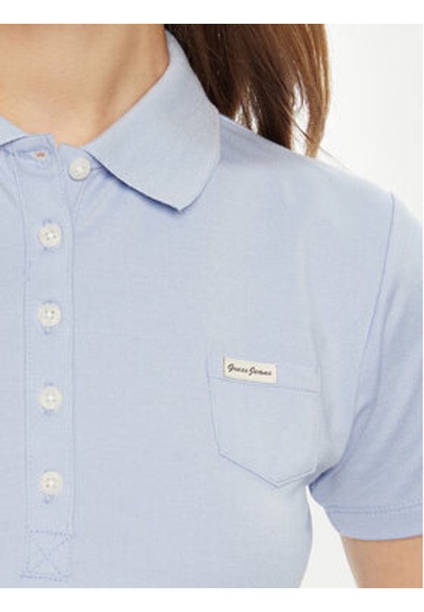 Guess Polo W5RP47 KARS2 Niebieski Regular Fit. Typ kołnierza: polo. Kolor: niebieski. Materiał: syntetyk, bawełna