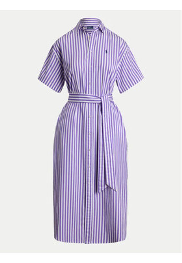 Polo Ralph Lauren Sukienka koszulowa 211959911002 Fioletowy Regular Fit. Typ kołnierza: polo. Kolor: fioletowy. Materiał: bawełna. Typ sukienki: koszulowe