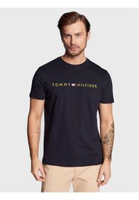 TOMMY HILFIGER - Tommy Hilfiger T-Shirt Cn SS Logo UM0UM01434 Granatowy Regular Fit. Kolor: niebieski. Materiał: bawełna