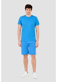 La Martina - LA MARTINA Błękitny męski t-shirt z małym logo, Rozmiar L. Kolor: niebieski #2