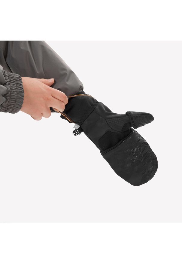 quechua - Mitenki/Rękawiczki turystyczne dla dzieci Quechua Hike 500. Kolor: wielokolorowy, szary, czarny. Materiał: tkanina, polar. Sport: turystyka piesza