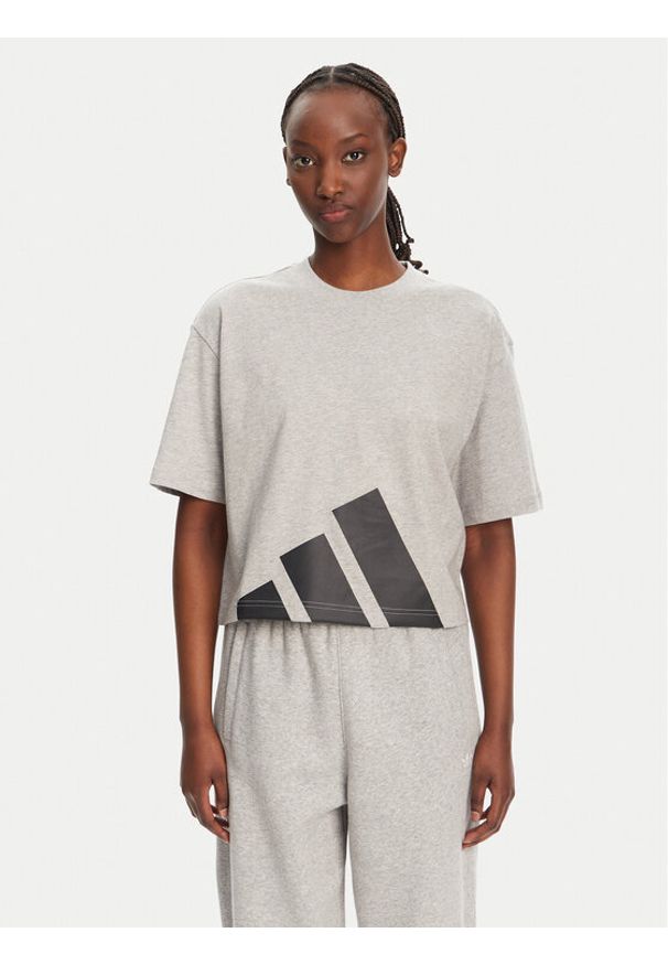 Adidas - adidas T-Shirt Essentials Big Logo Boyfriend JG8738 Szary Loose Fit. Kolor: szary. Materiał: bawełna