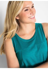 bonprix - Sukienka z bawełnianego dżerseju z kieszeniami. Kolor: niebieski. Materiał: jersey, bawełna. Długość rękawa: bez rękawów #2